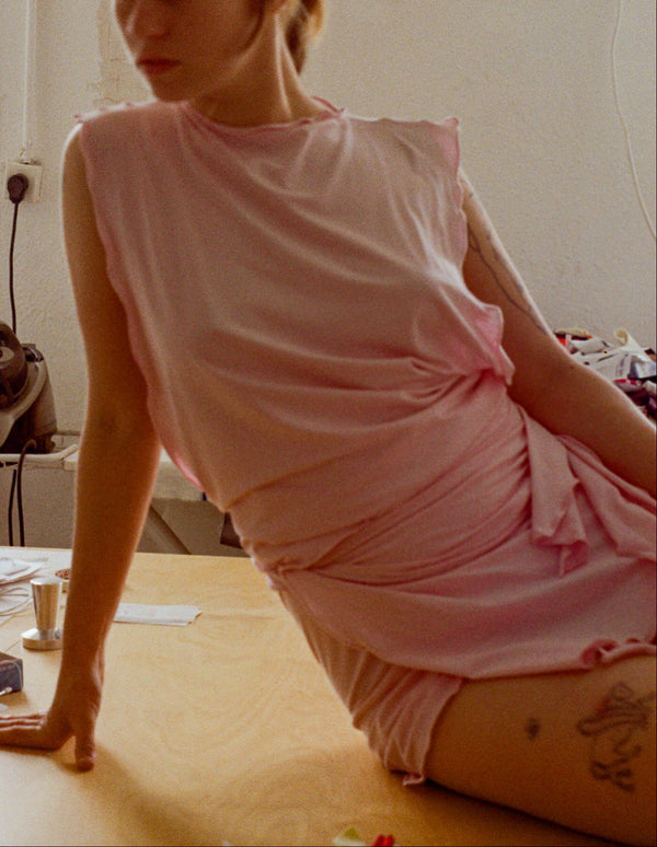 Skin Wrap Dress- Baby Pink