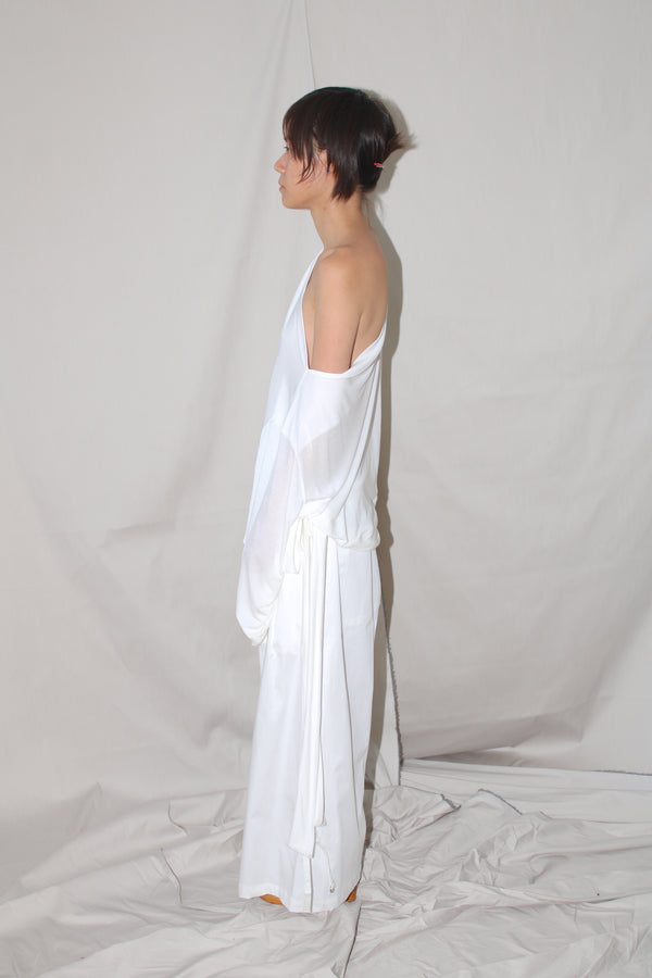 Pleated Pants With An Adjustable Hem Strap- White