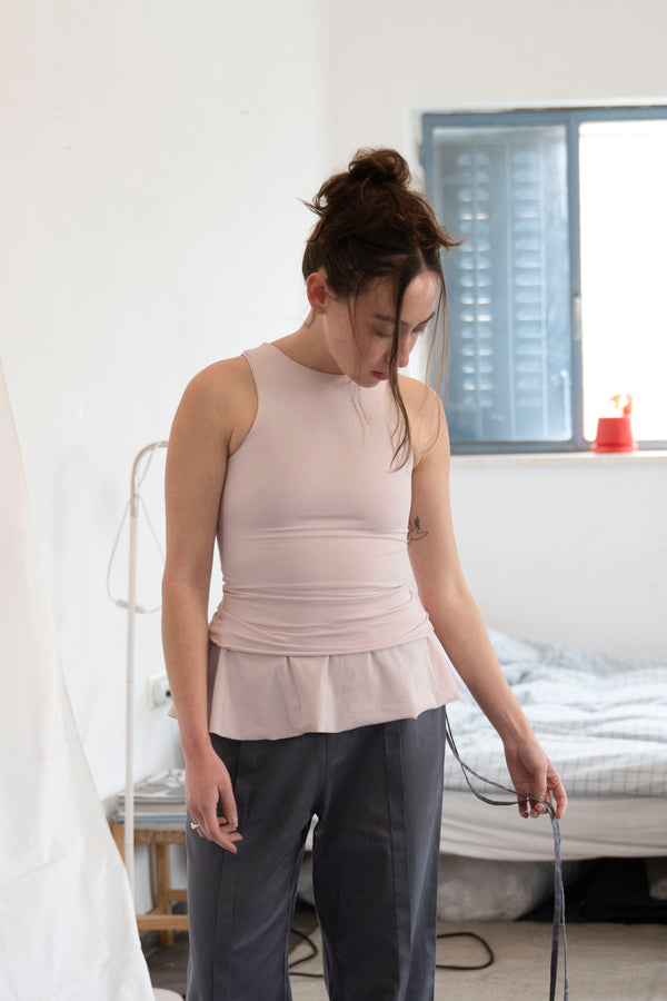 Double Layer Lycra Top- Baby Pink