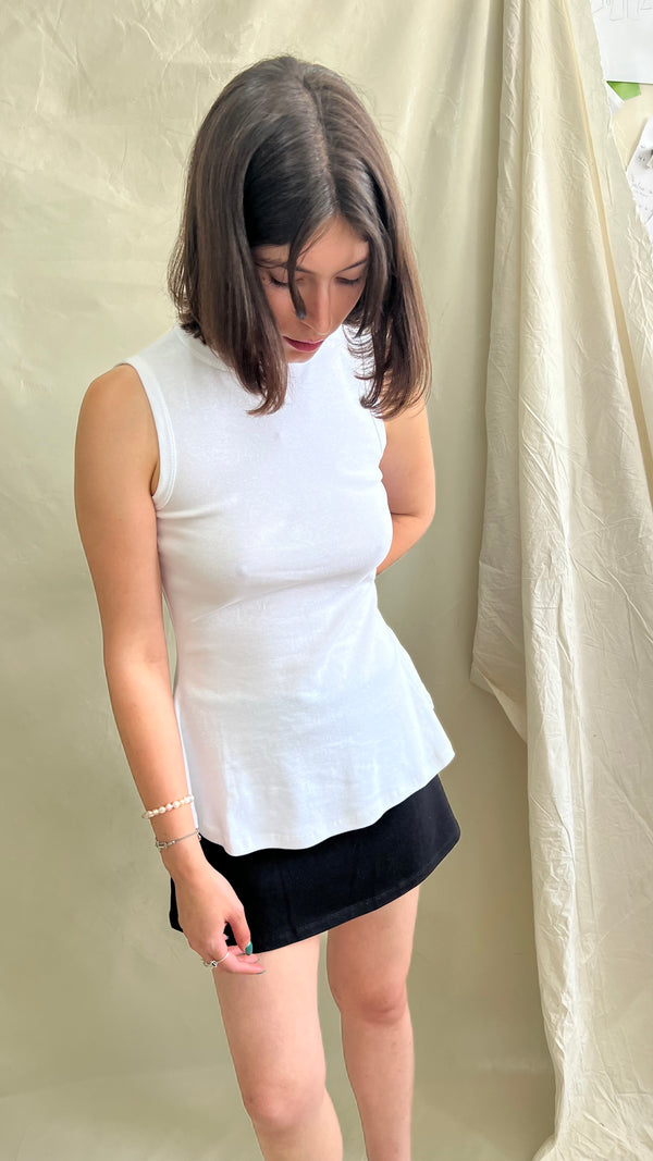 Fine Rib Tank- White