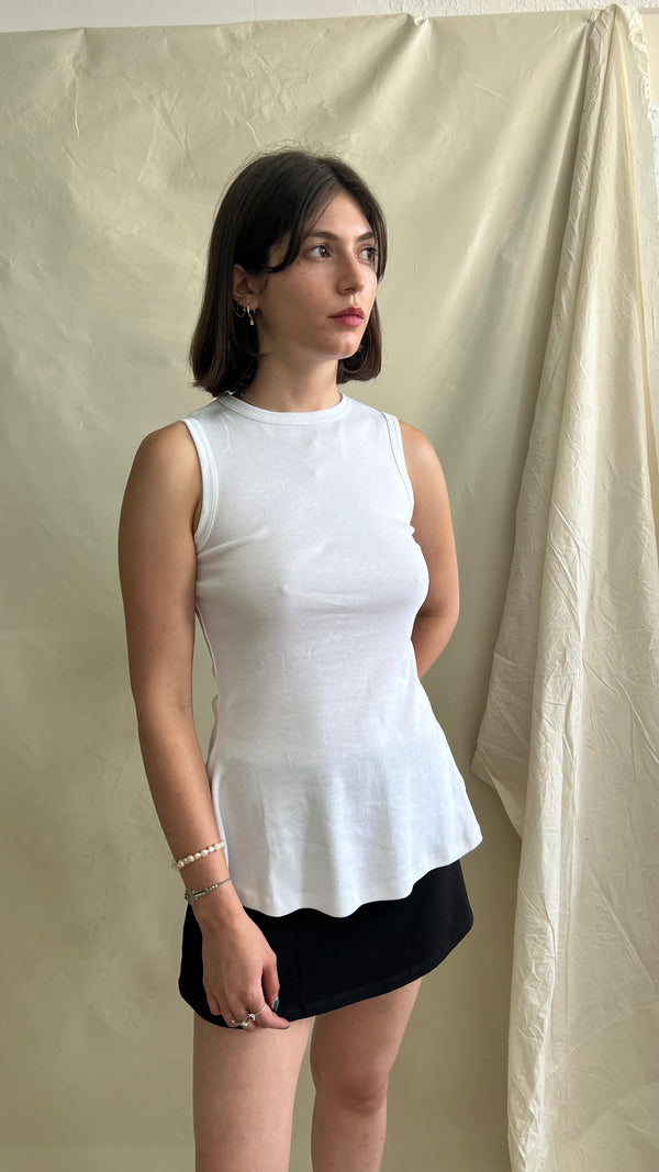 Fine Rib Tank- White