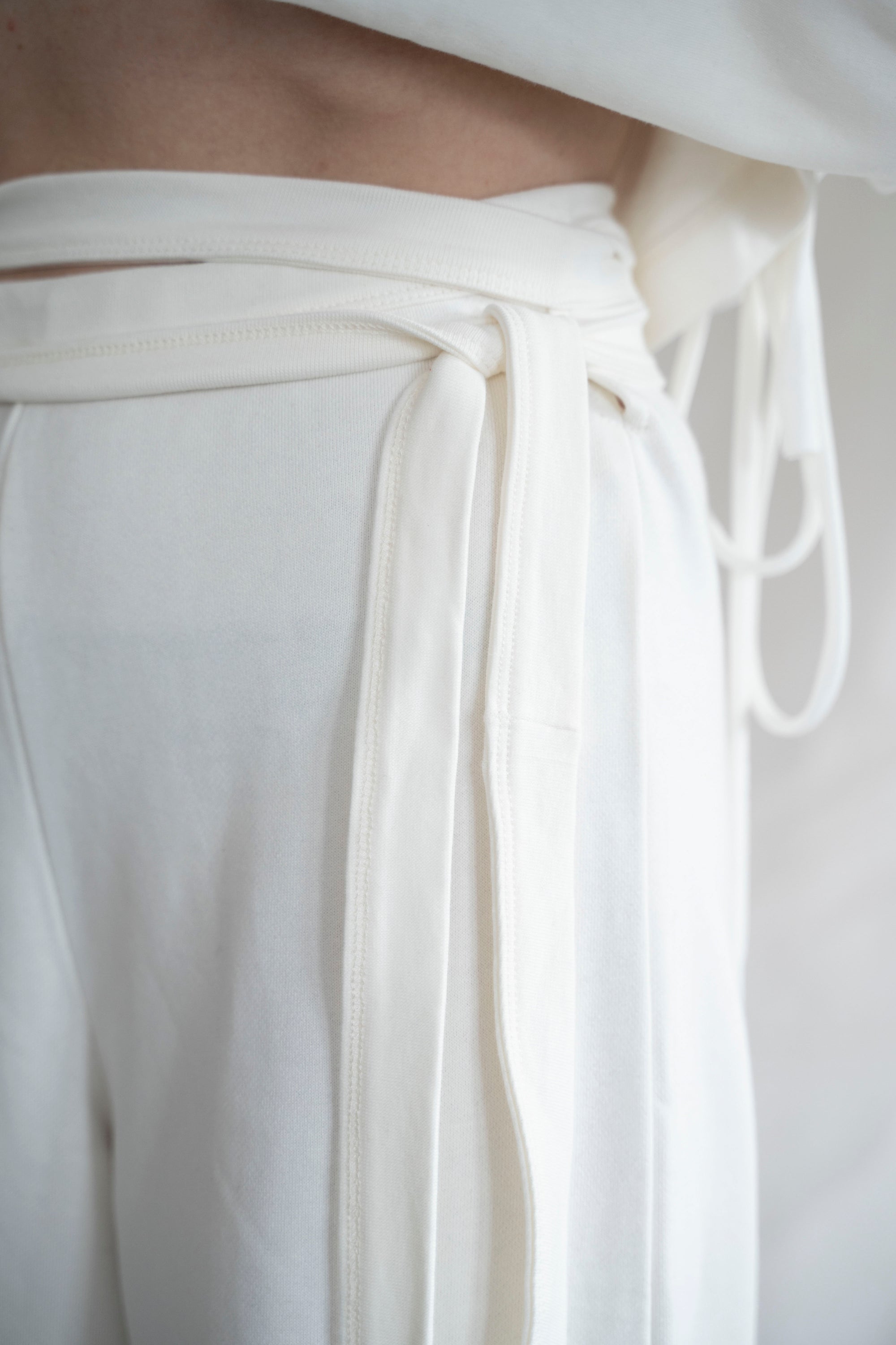 Wrap Bermuda Sweat Pants- Ivory Jersey