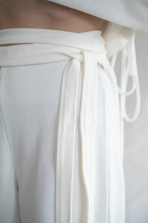 Wrap Bermuda Sweat Pants- Ivory Jersey