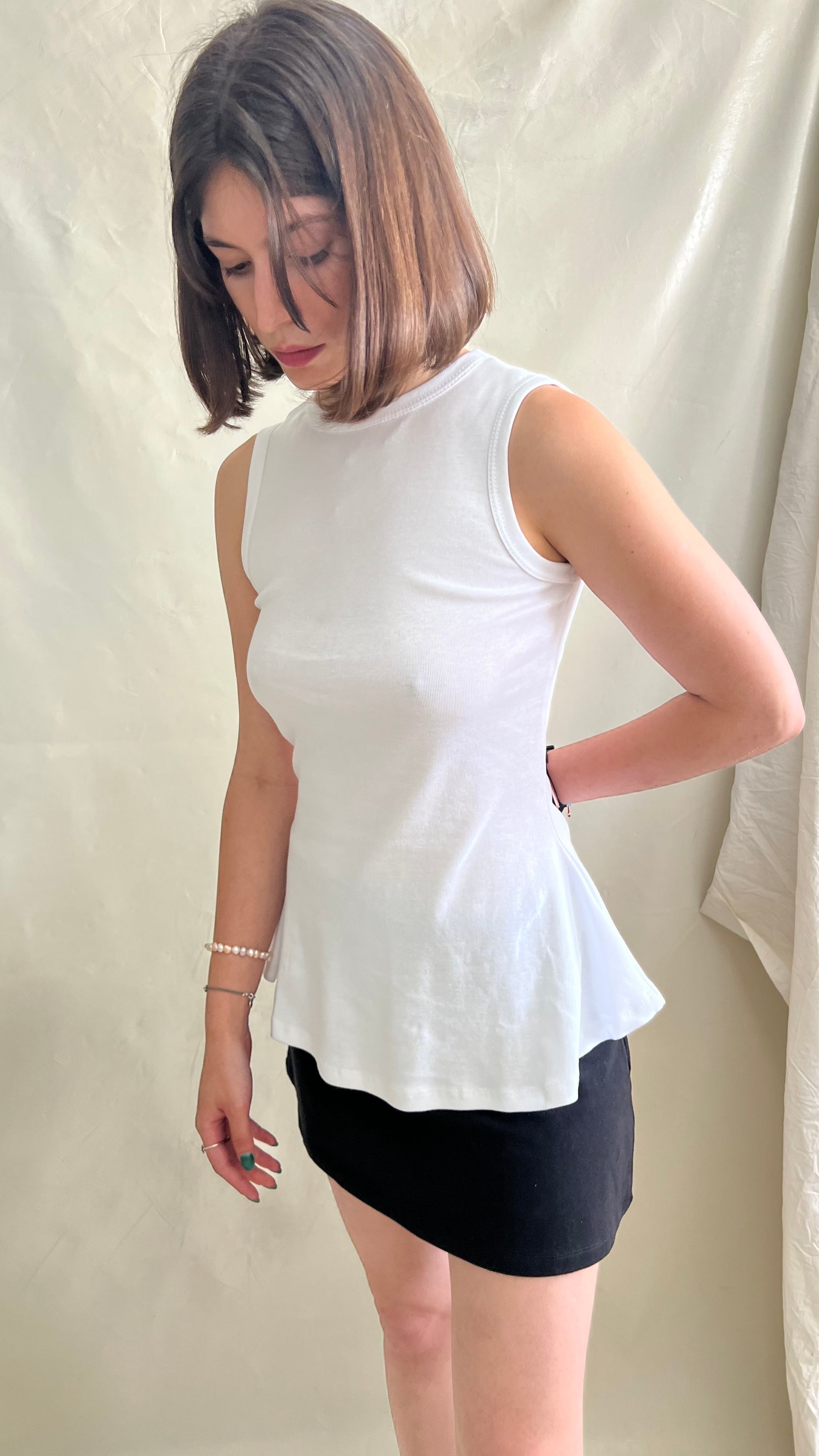 Fine Rib Tank- White