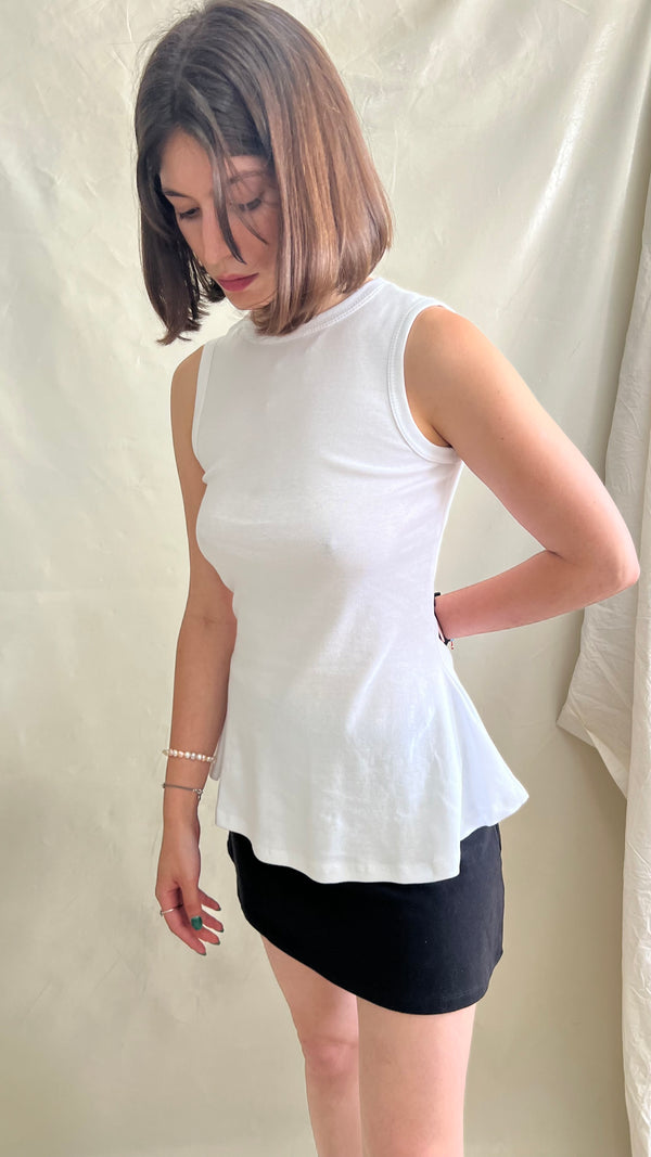 Fine Rib Tank- White