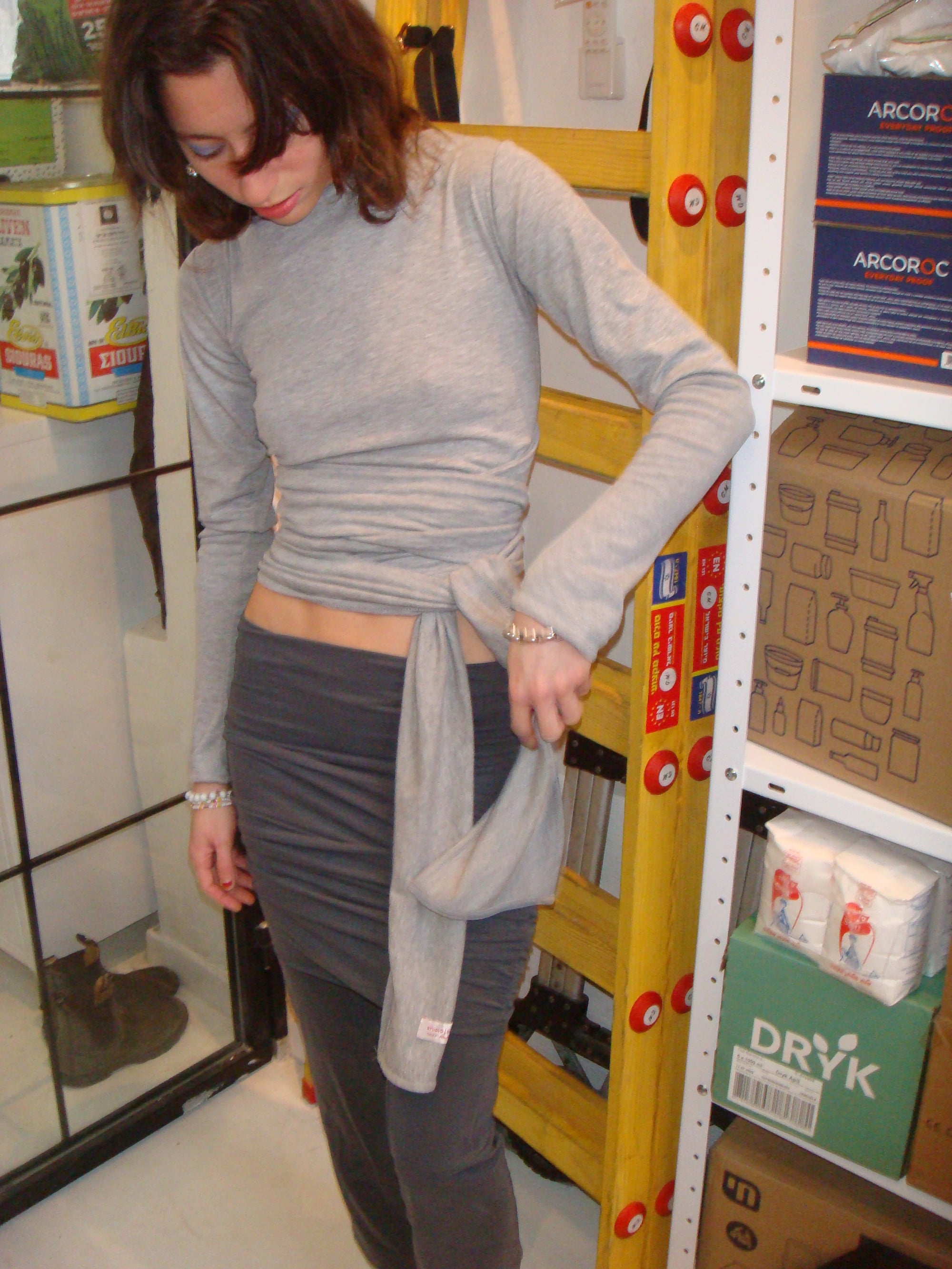 Adjustable Skirted Leggings- Gray Cupro