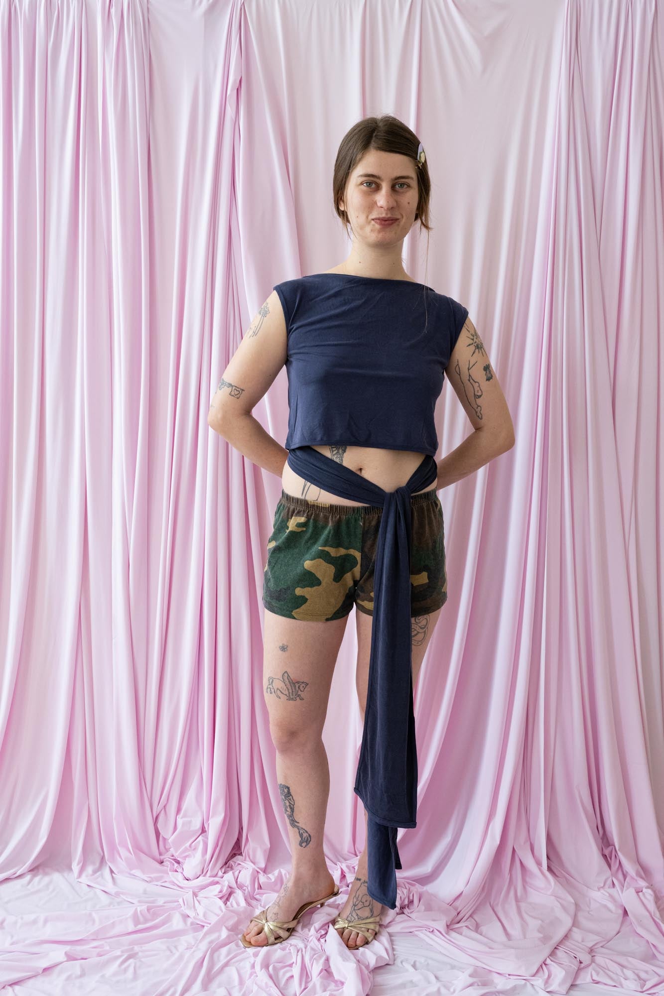 Wrap Tank- Navy Cupro