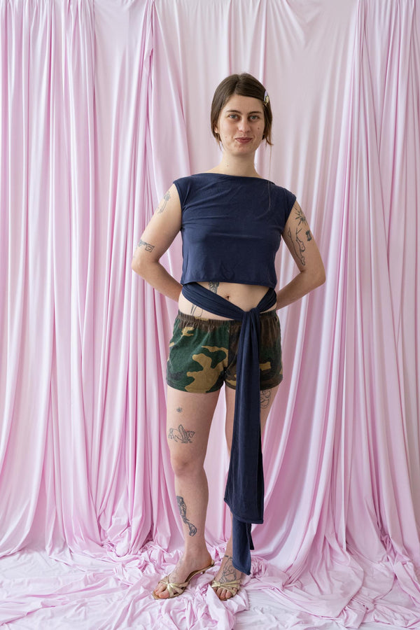 Wrap Tank- Navy Cupro