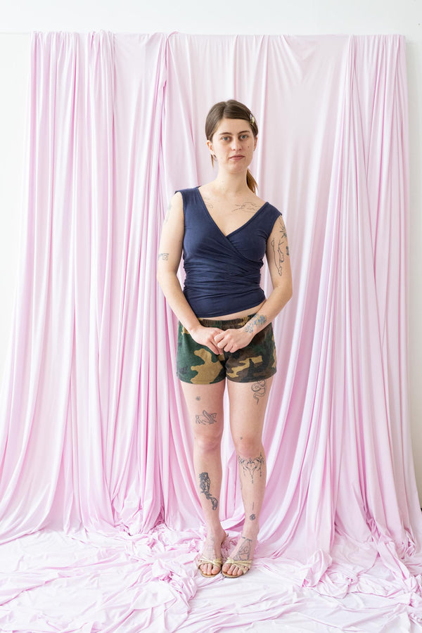 Wrap Tank- Navy Cupro