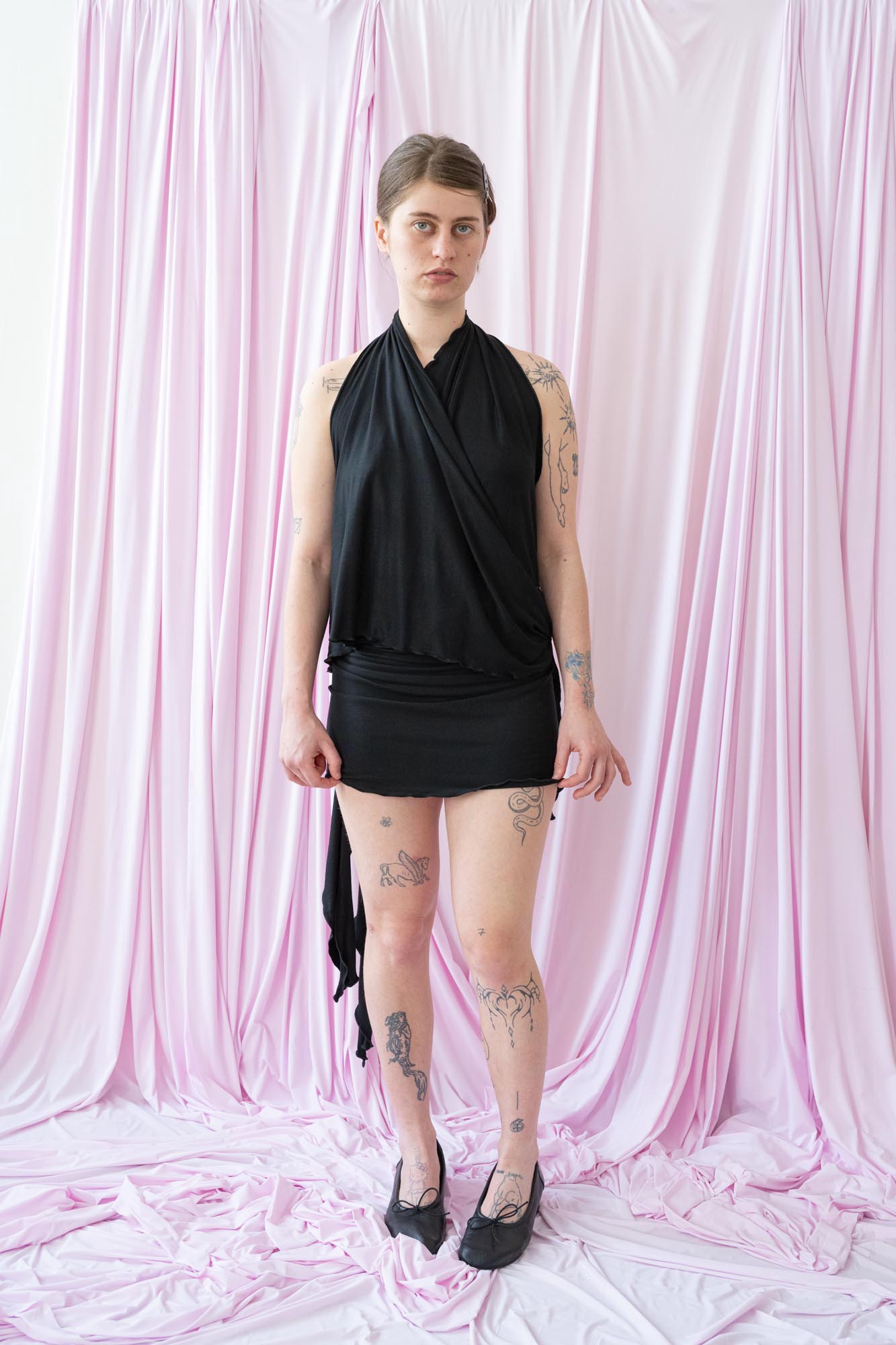 Skin Wrap Dress- Black