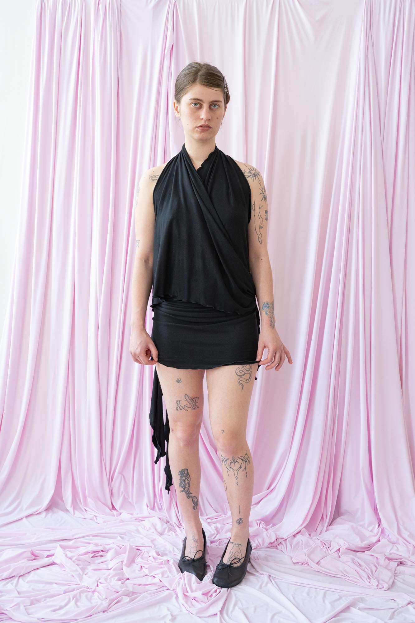 Skin Wrap Dress- Black