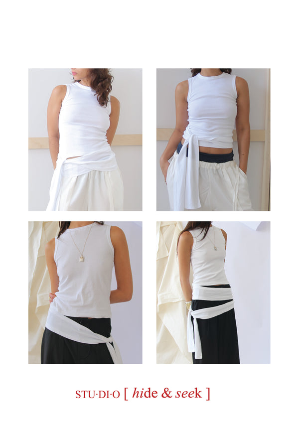Fine Rib Wrap Tank- Light Blue