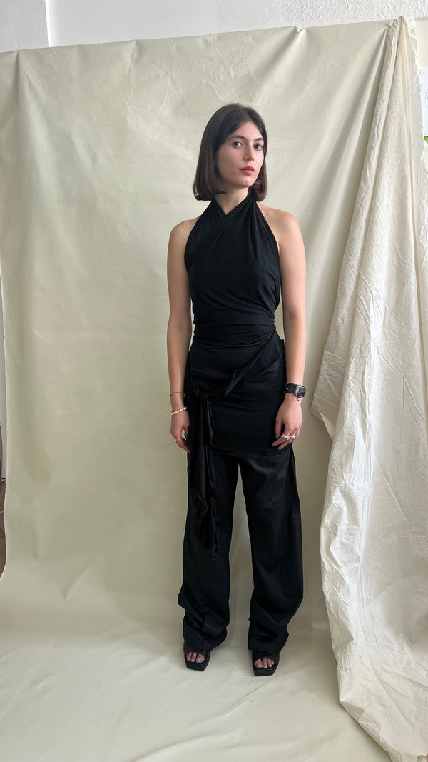Skin Wrap Dress- Black