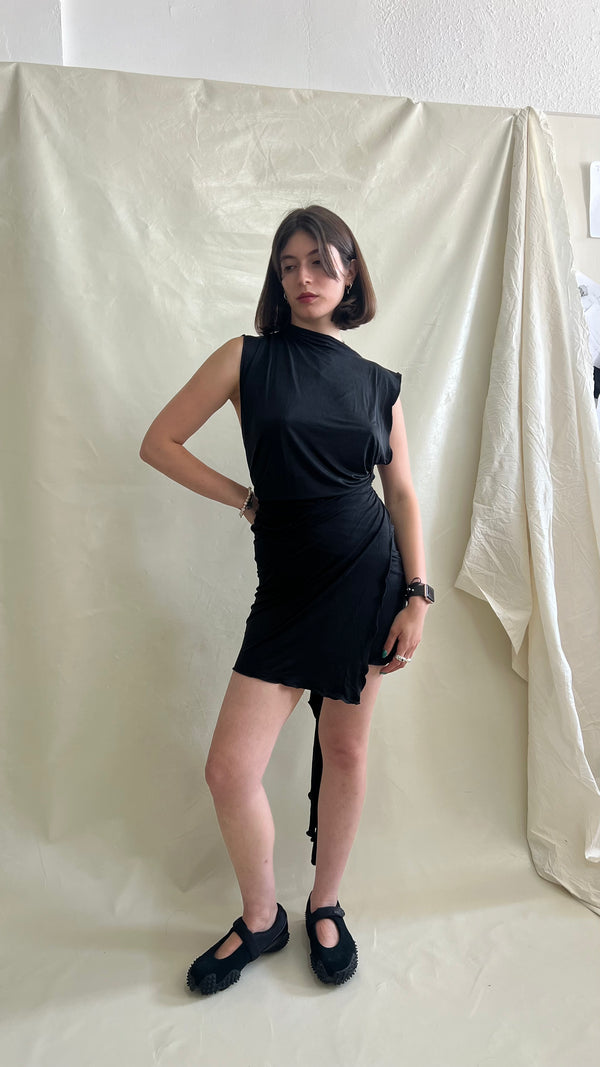 Skin Wrap Dress- Black