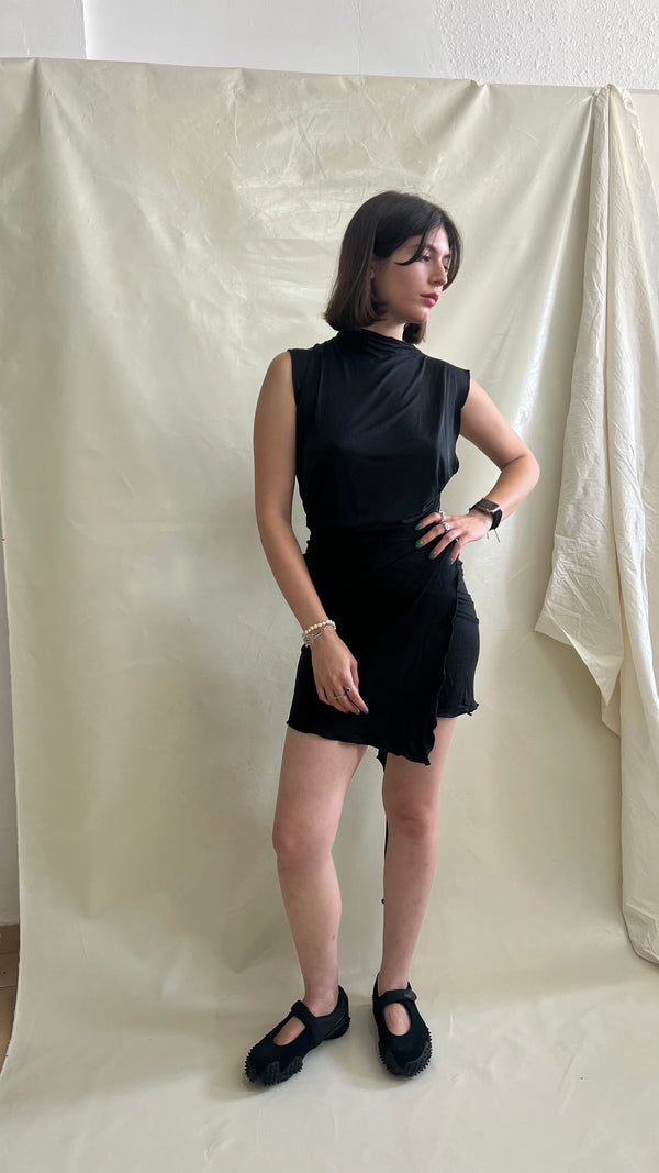Skin Wrap Dress- Black