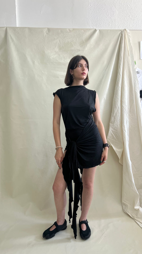 Skin Wrap Dress- Black