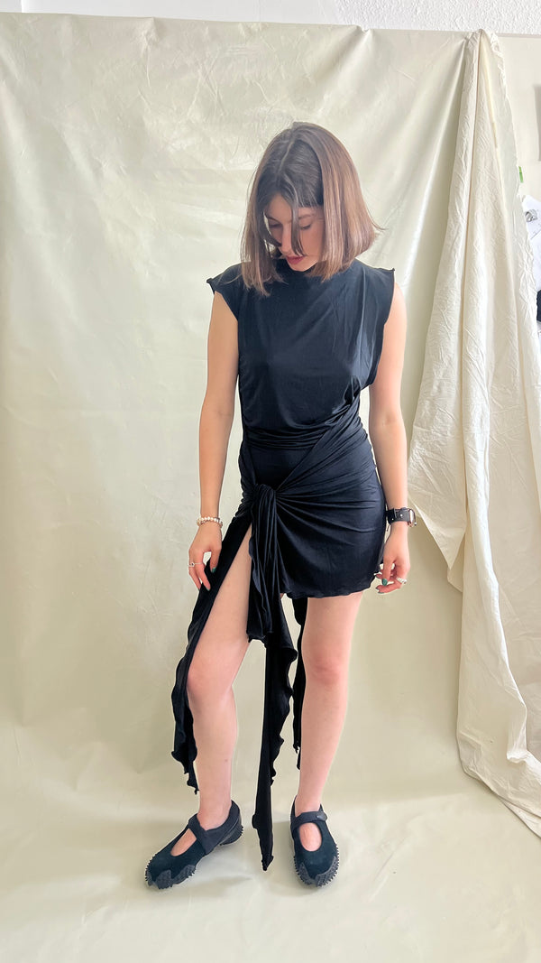 Skin Wrap Dress- Black