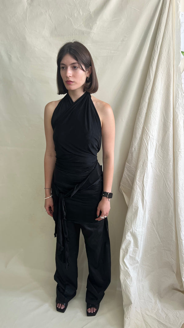 Skin Wrap Dress- Black