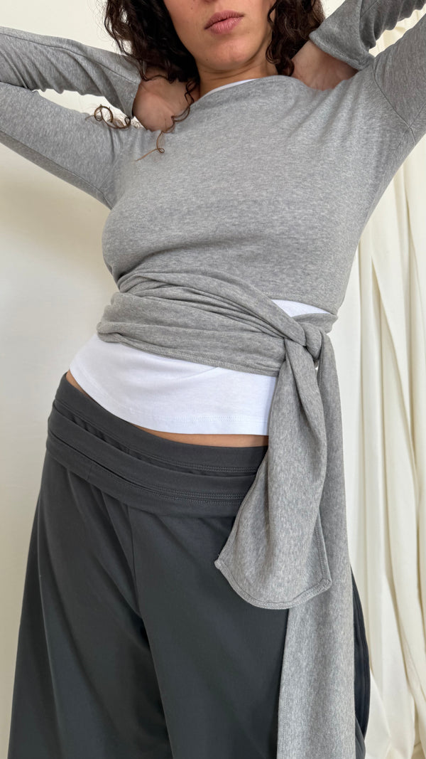 Wrap Bermuda Sweat Pants- Steel Gray Jersey
