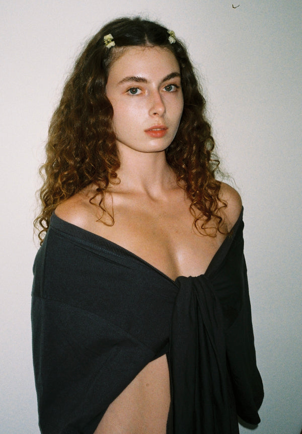 Oversized Wrap Tee - Steel Gray