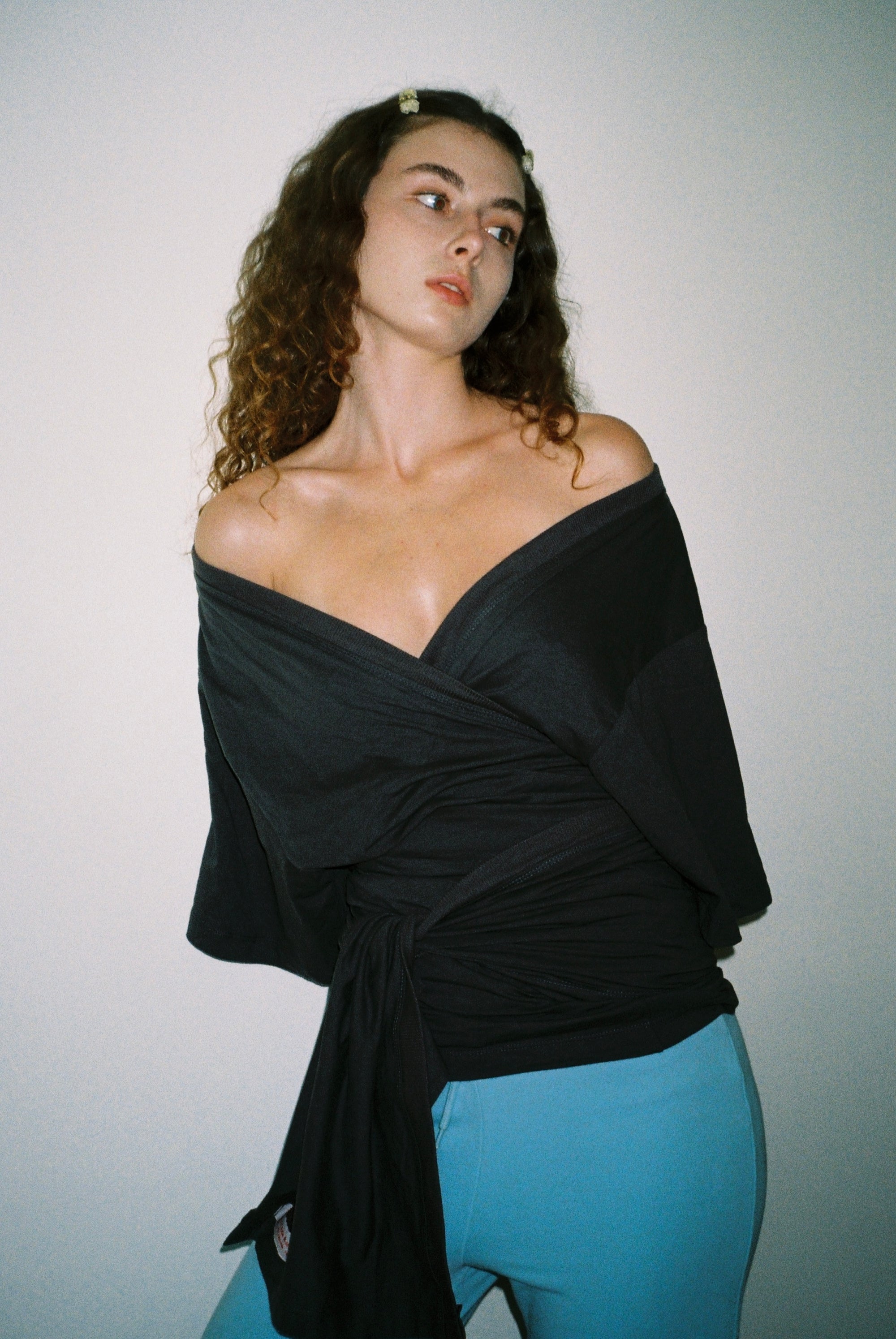 Oversized Wrap Tee - Steel Gray