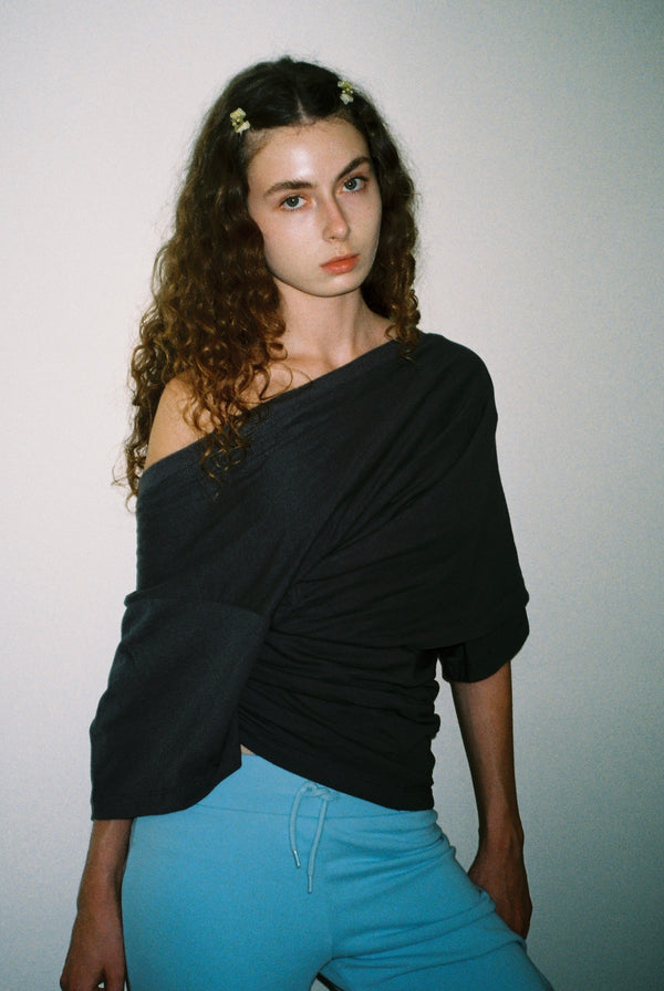 Oversized Wrap Tee - Steel Gray