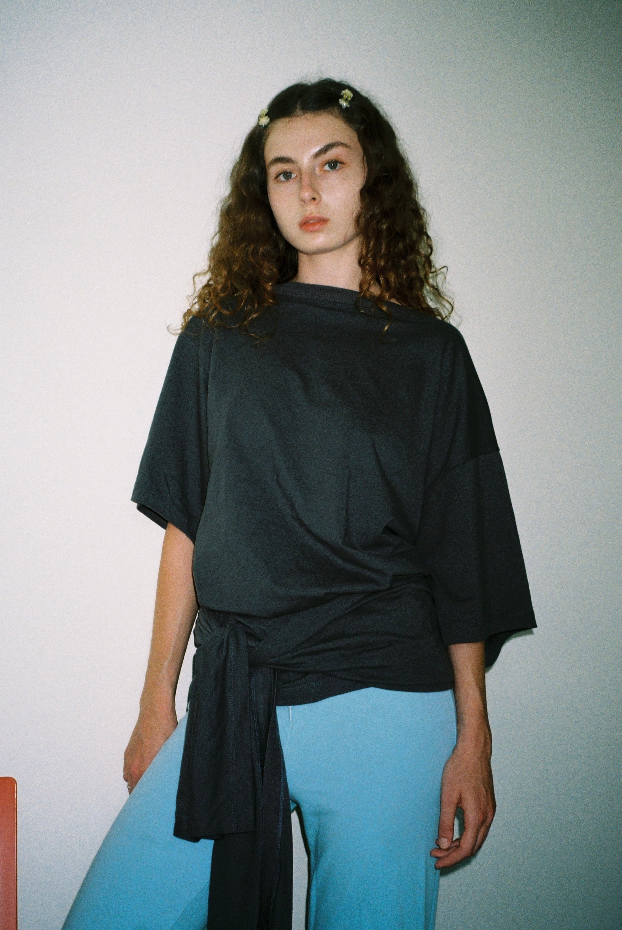 Oversized Wrap Tee - Steel Gray