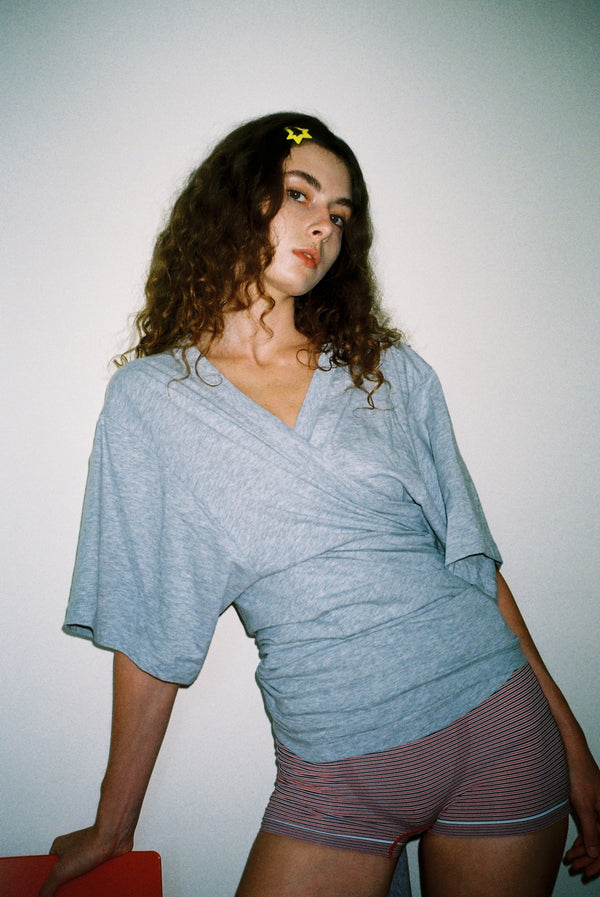 Oversized Wrap Tee - Melange
