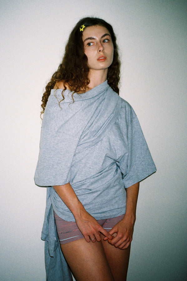Oversized Wrap Tee - Melange