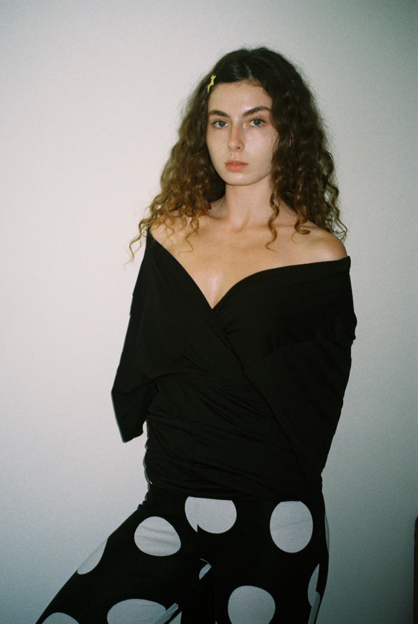Oversized Wrap Tee - Black