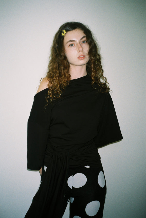 Oversized Wrap Tee - Black