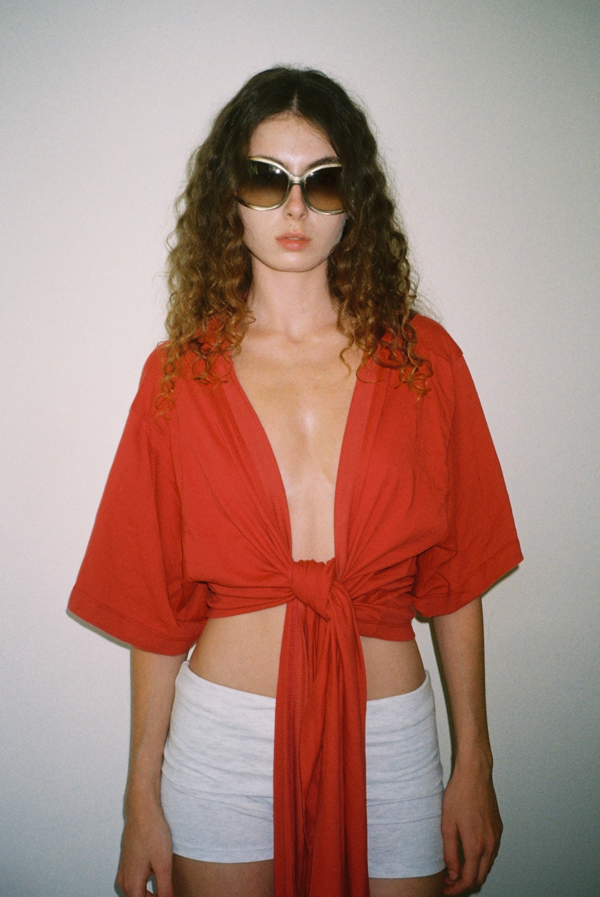 Oversized Wrap Tee - Red