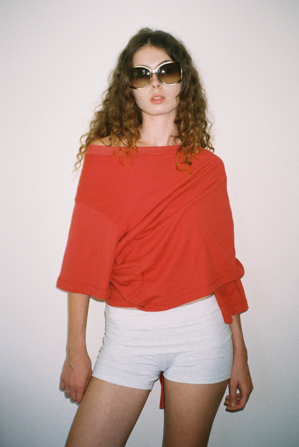 Oversized Wrap Tee - Red
