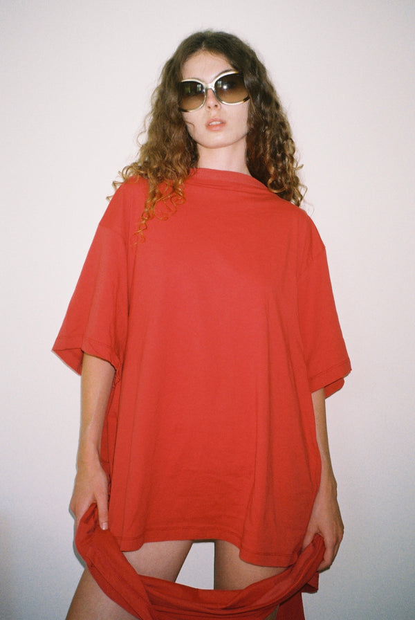Oversized Wrap Tee - Red