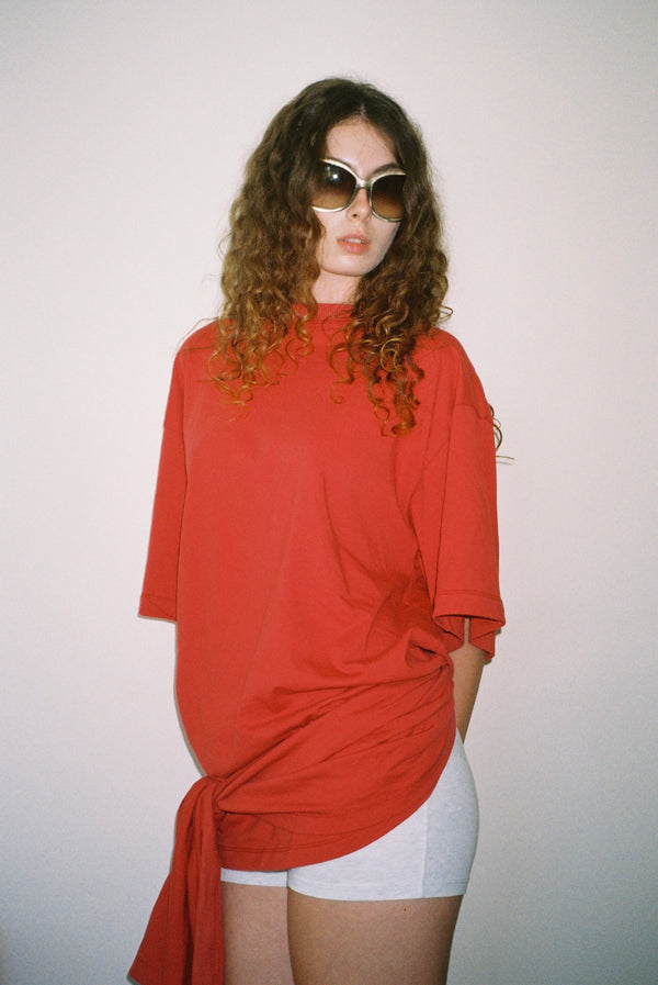 Oversized Wrap Tee - Red