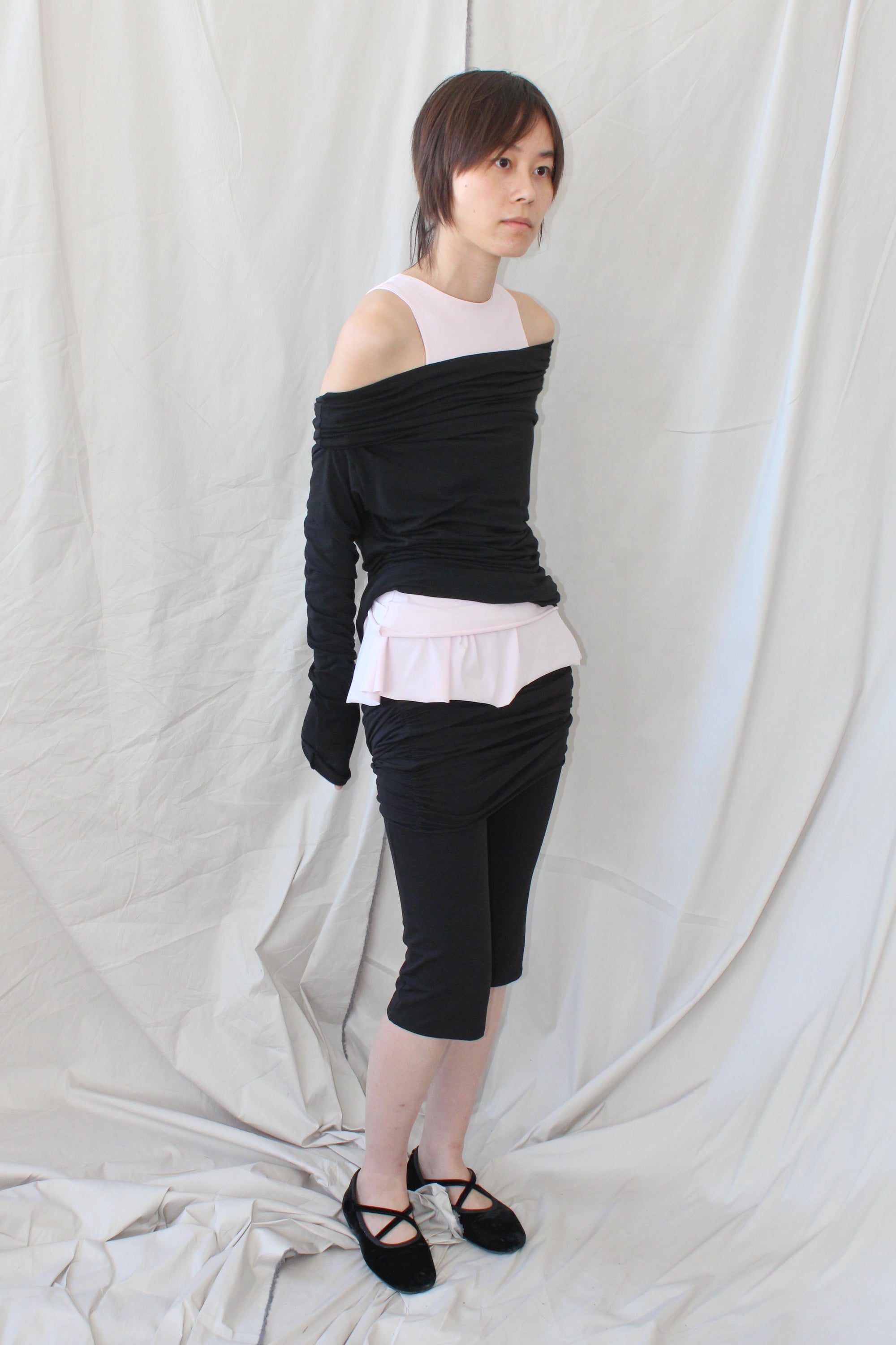 Adjustable Skirted Capri- Black