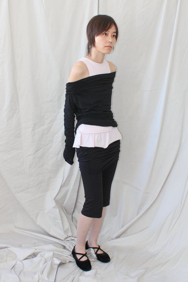 Adjustable Skirted Capri- Black