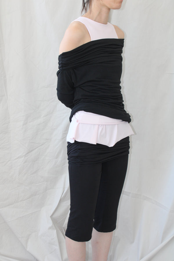 Adjustable Skirted Capri- Black