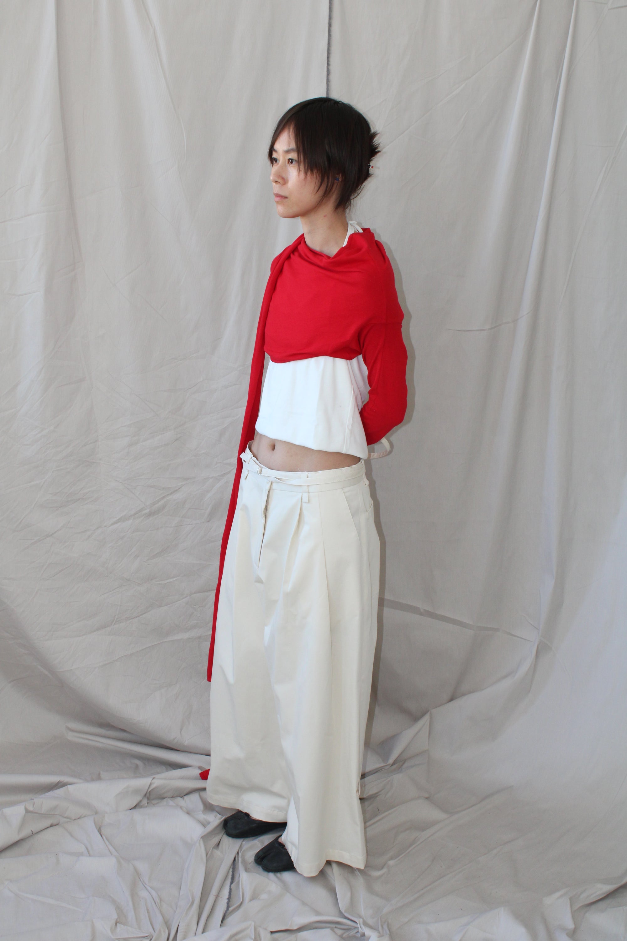 Pleated Pants With An Adjustable Hem Strap- Heavyweight Cotton