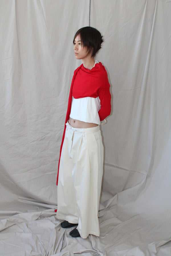 Pleated Pants With An Adjustable Hem Strap- Heavyweight Cotton