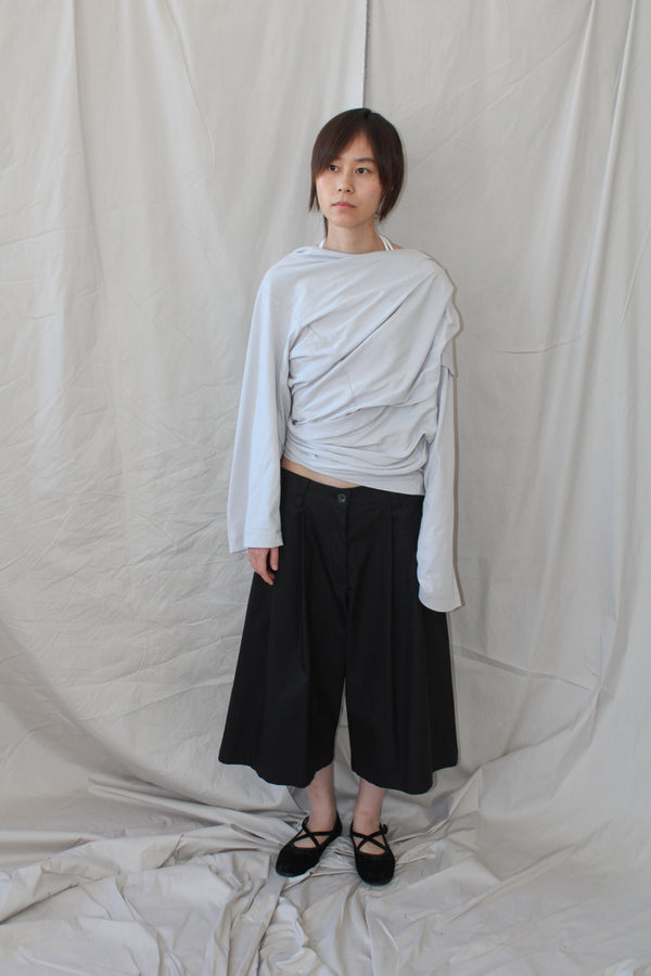 Wide tailored bermuda- Black