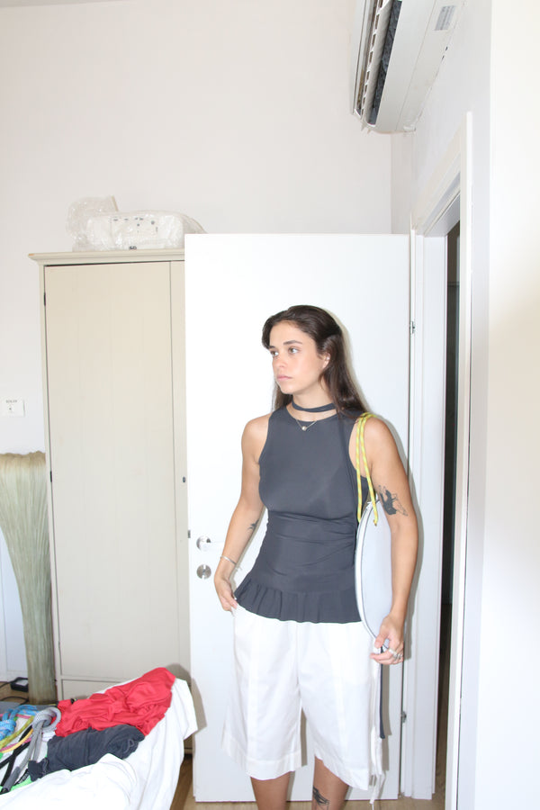 Double Layer Lycra Top- Gray