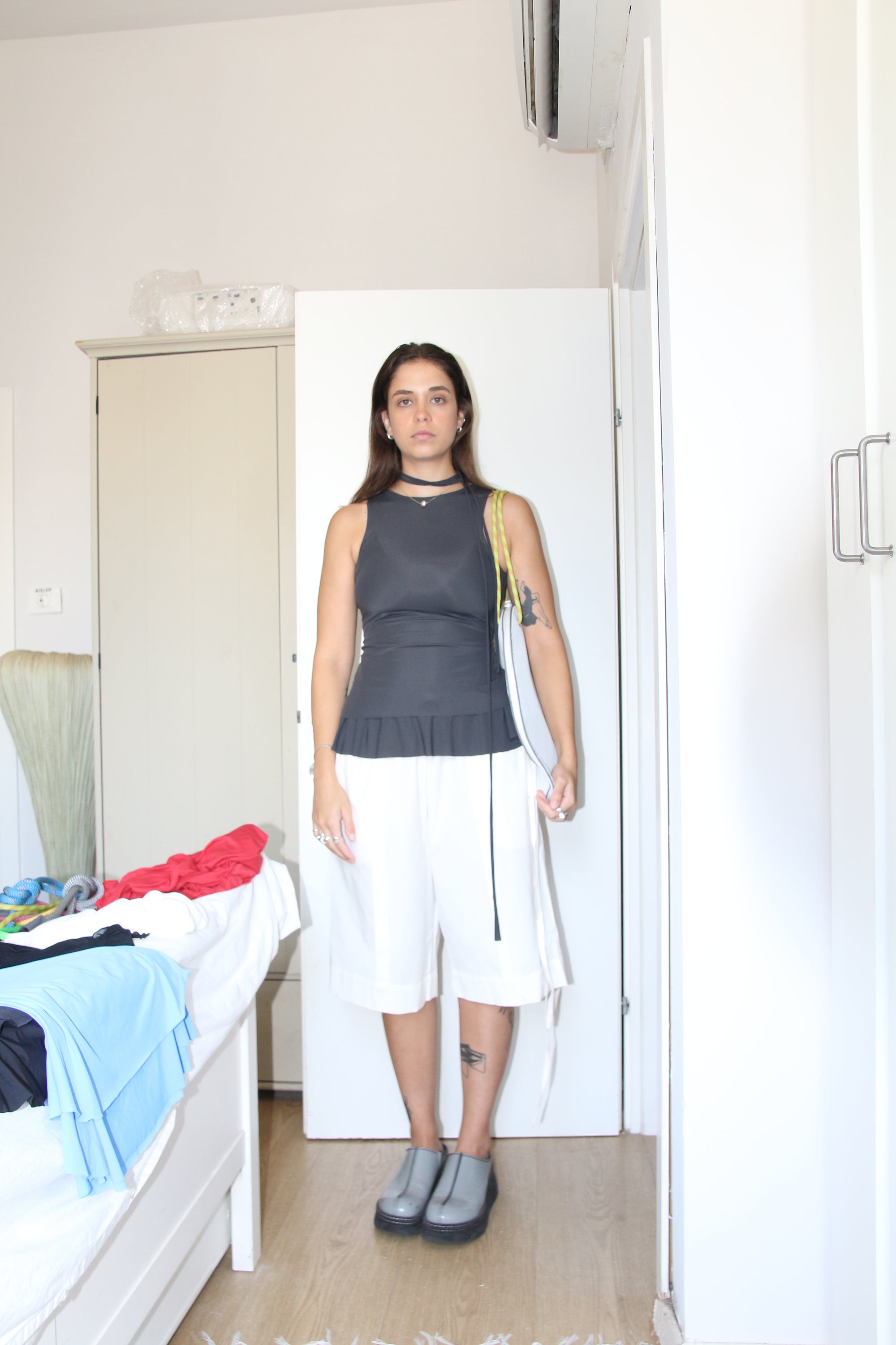 Double Layer Lycra Top- Gray