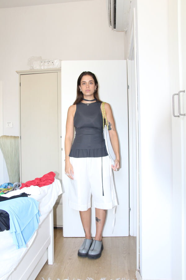 Double Layer Lycra Top- Gray
