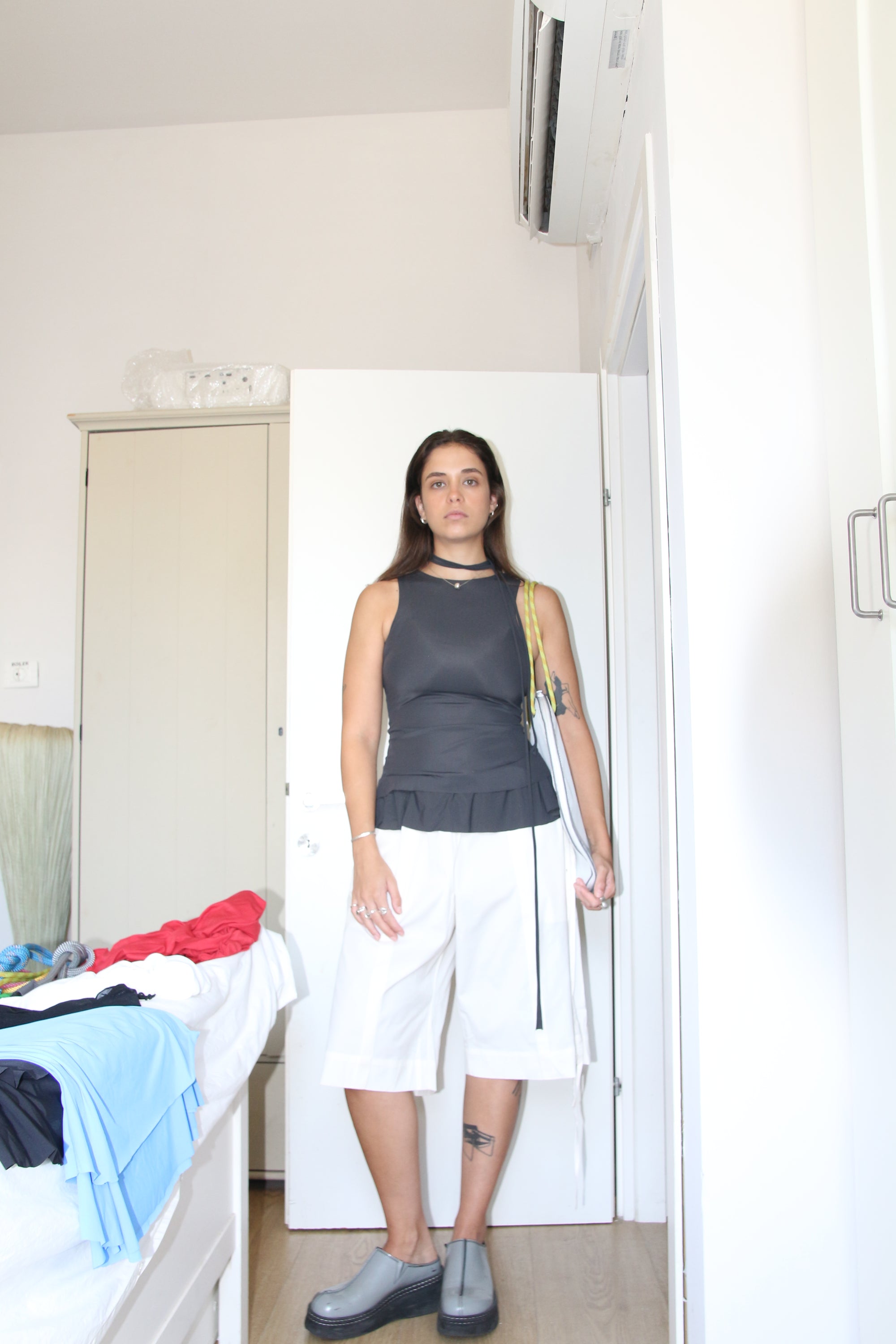 Double Layer Lycra Top- Gray