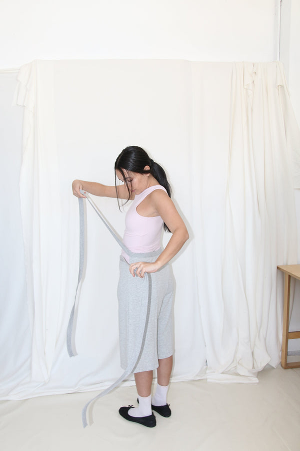 Wrap Bermuda Sweat Pants- Melange French Terry