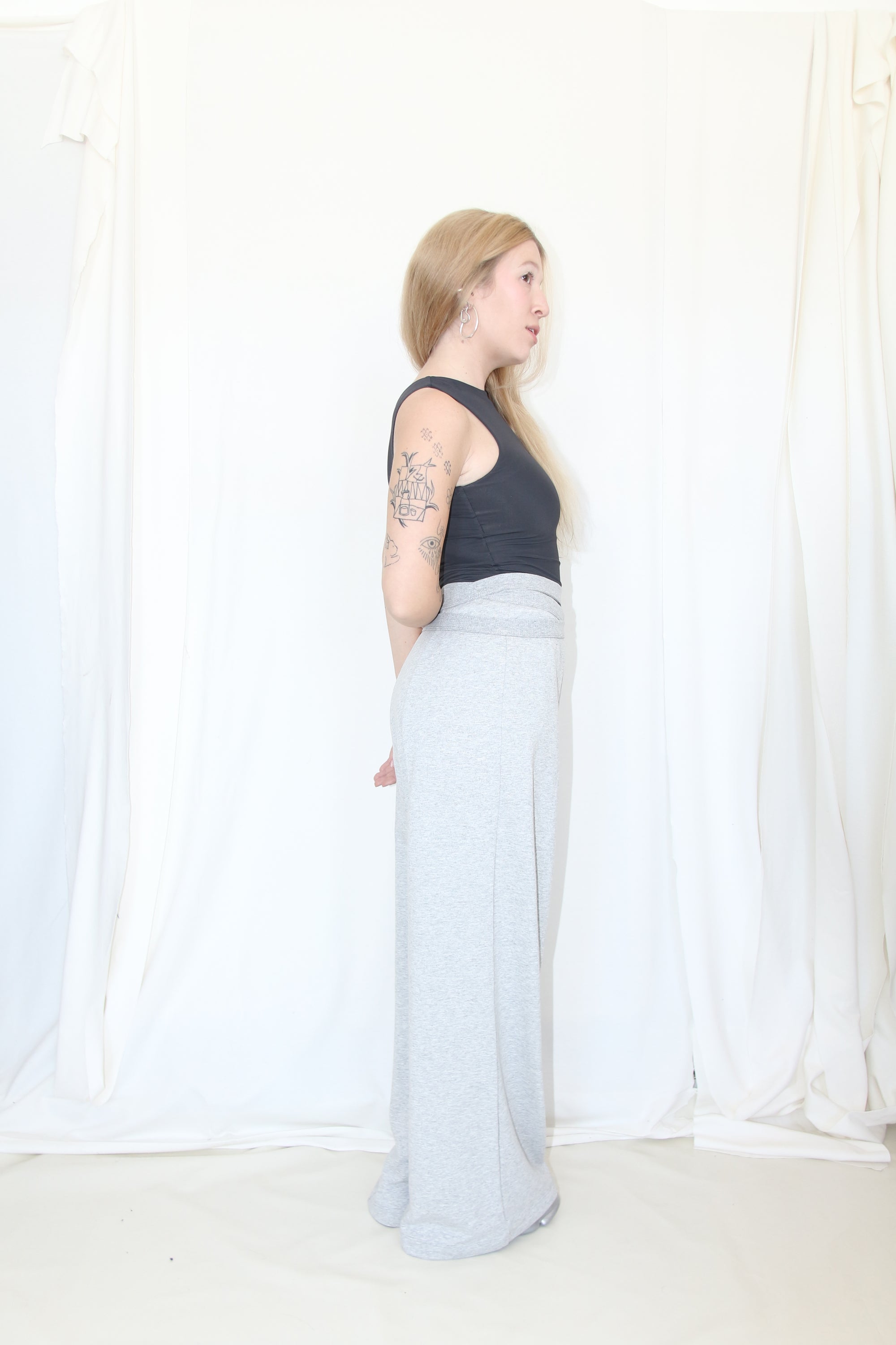 Wrap Sweat Pants- Melange French Terry