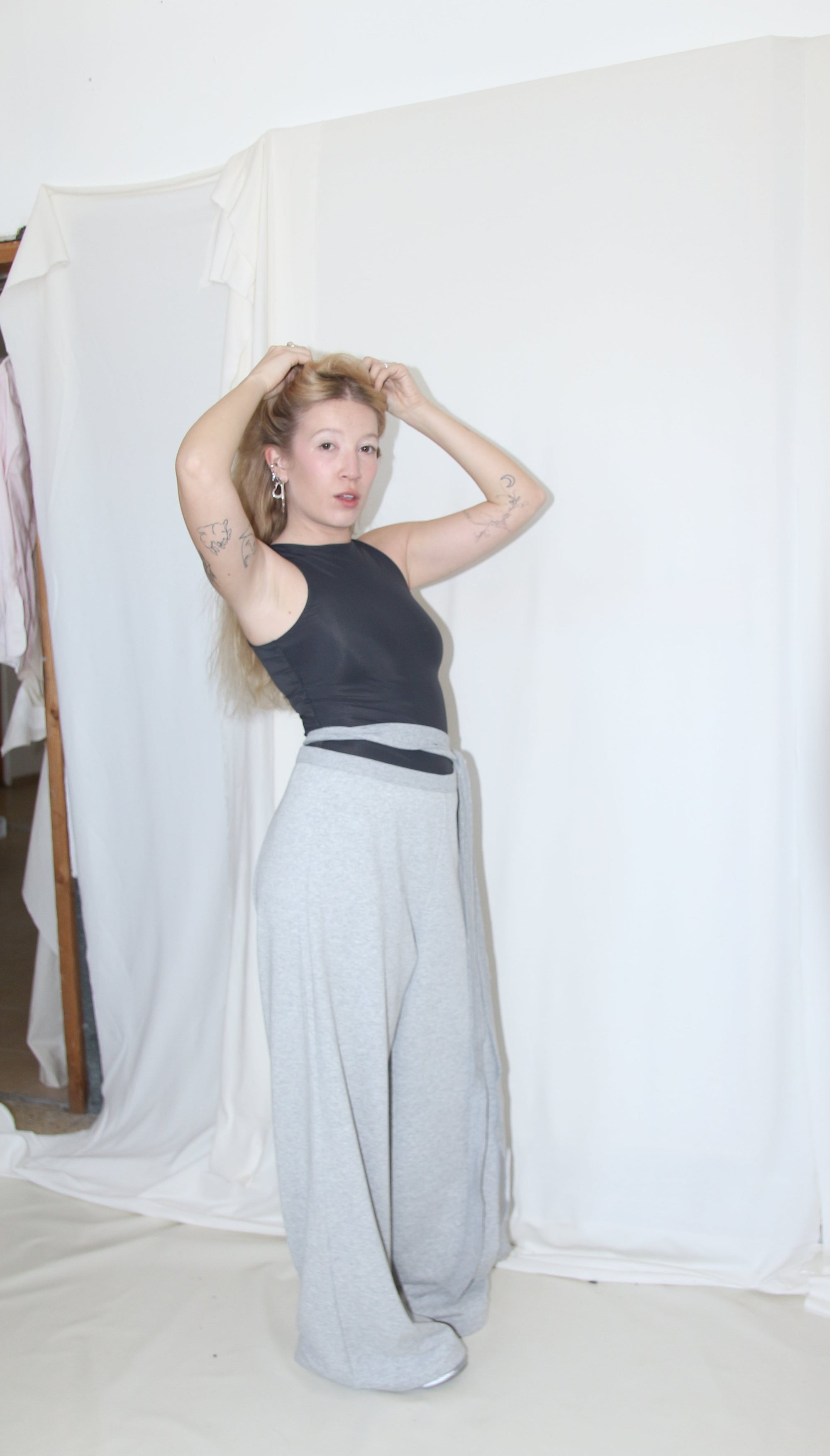Wrap Sweat Pants- Melange French Terry