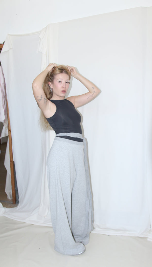 Wrap Sweat Pants- Melange French Terry