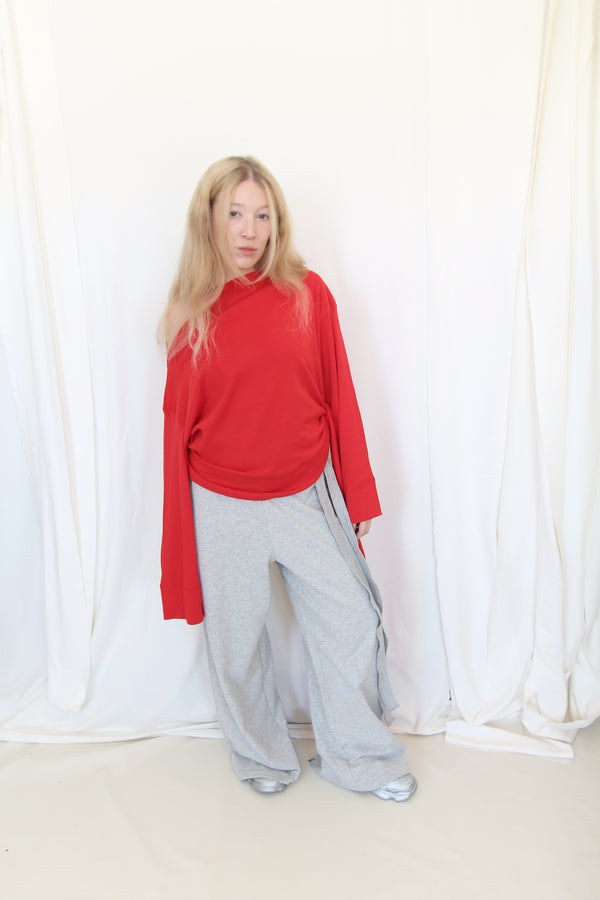 Upside down wrap sweatshirt- Red